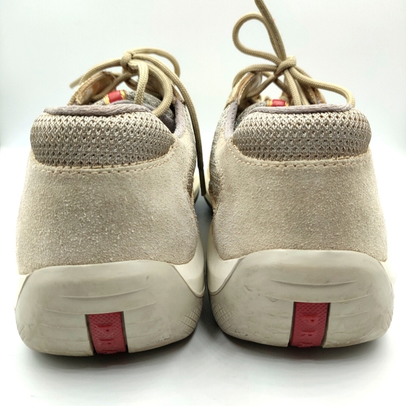 *SOLD* Prada Gold Leather Mesh Sneakers 39.5 US 9 - Picture 2 of 8